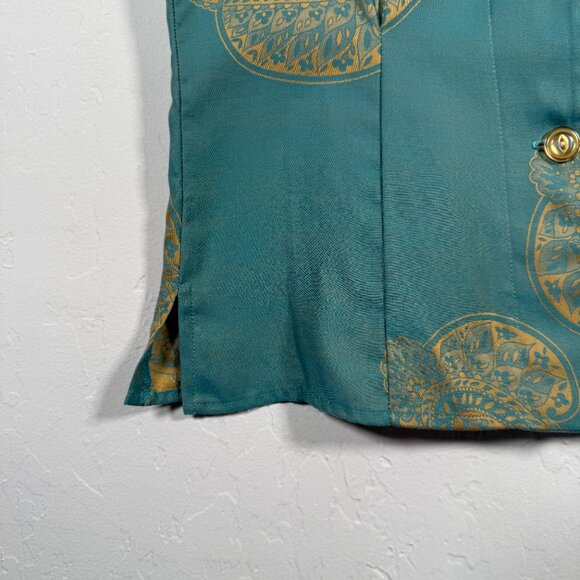 BedHead Jacquard S Set Teal Paisley Design Elastic Waist Button Up Pajamas - Picture 10 of 15